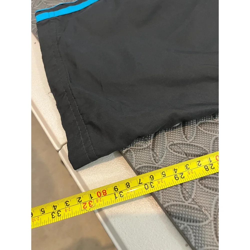 Vintage Y2K Adidas Track Pants Mens XL Black Blue 3-Stripe Windbreaker Ankle Zip
